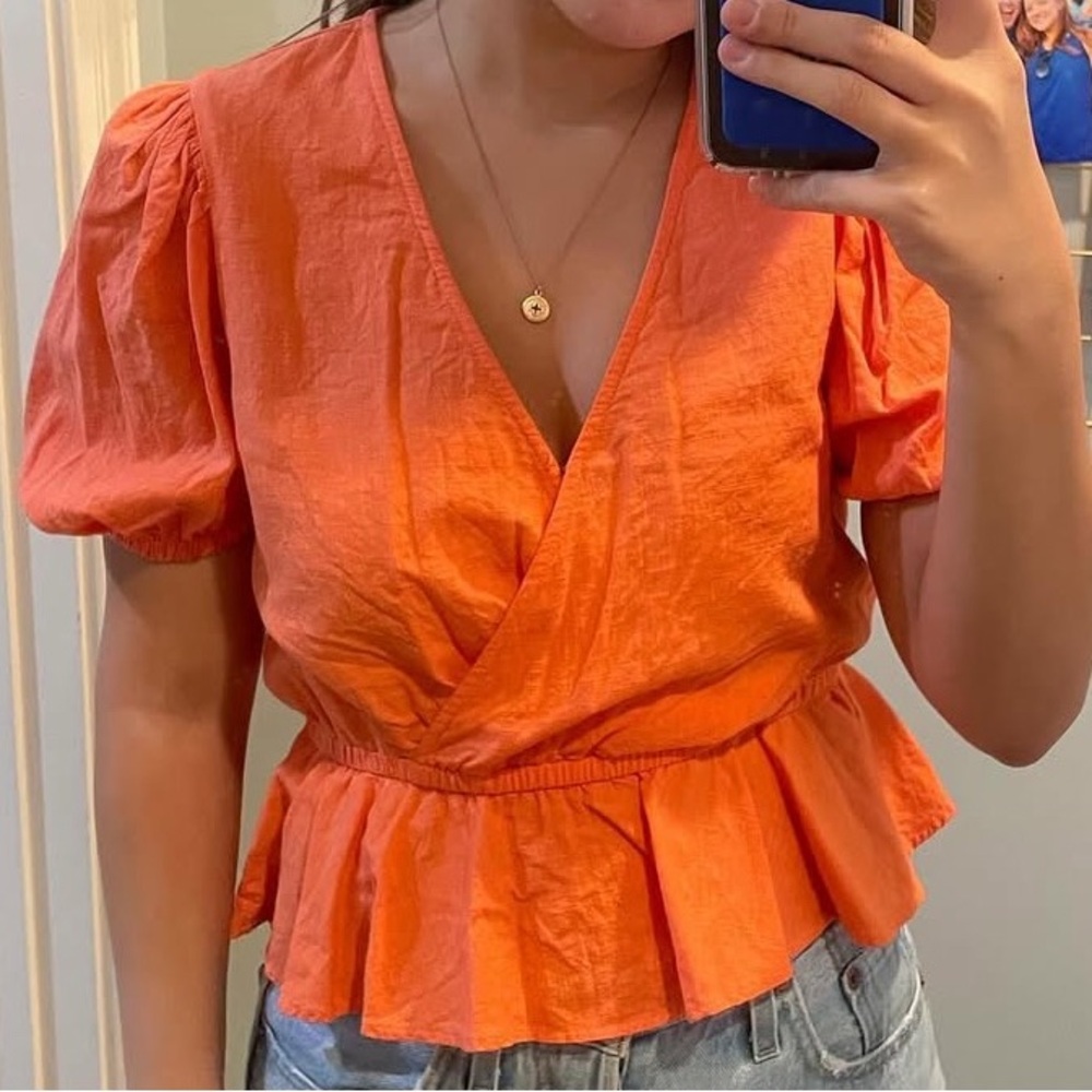 Abound Orange Puff Sleeve Blouse